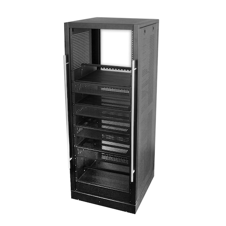 Quest Mfg Home Theatre Rack with Shelves, 30U, 5' x 19" x 25", Black HT6019-30-02